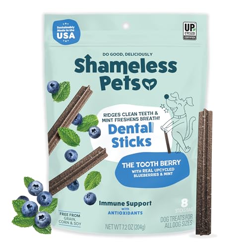 Shameless Pets Blueberry Mint Dental Chews, 8 Pack