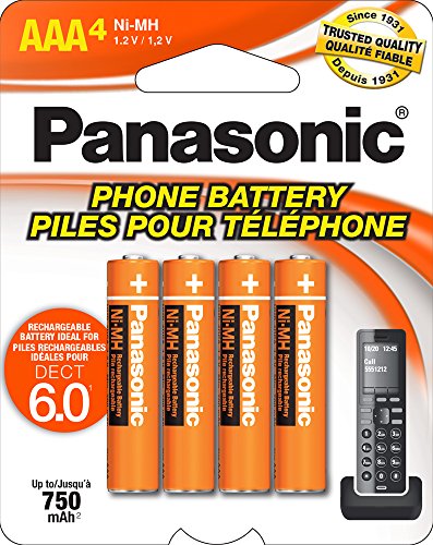 Panasonic AAA Rechargeable Batteries for DECT Phones, 4 Pack